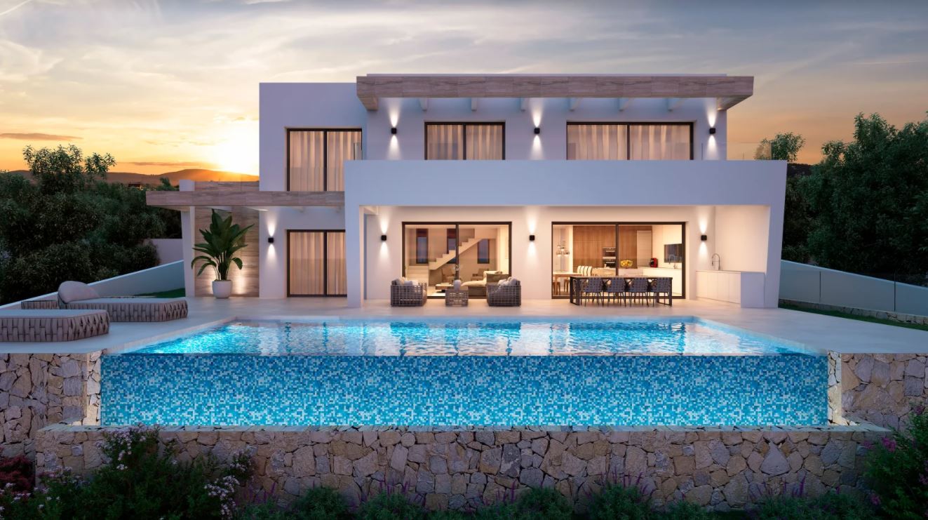 Luxury villa under construction for sale in Moraira with sea views.